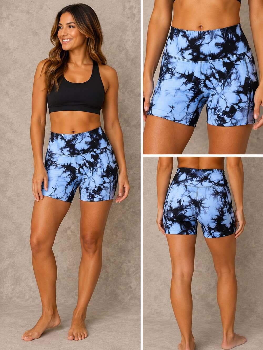 Women's High-Waisted Seamless Scrunch Butt Tie-Dye Athletic Shorts